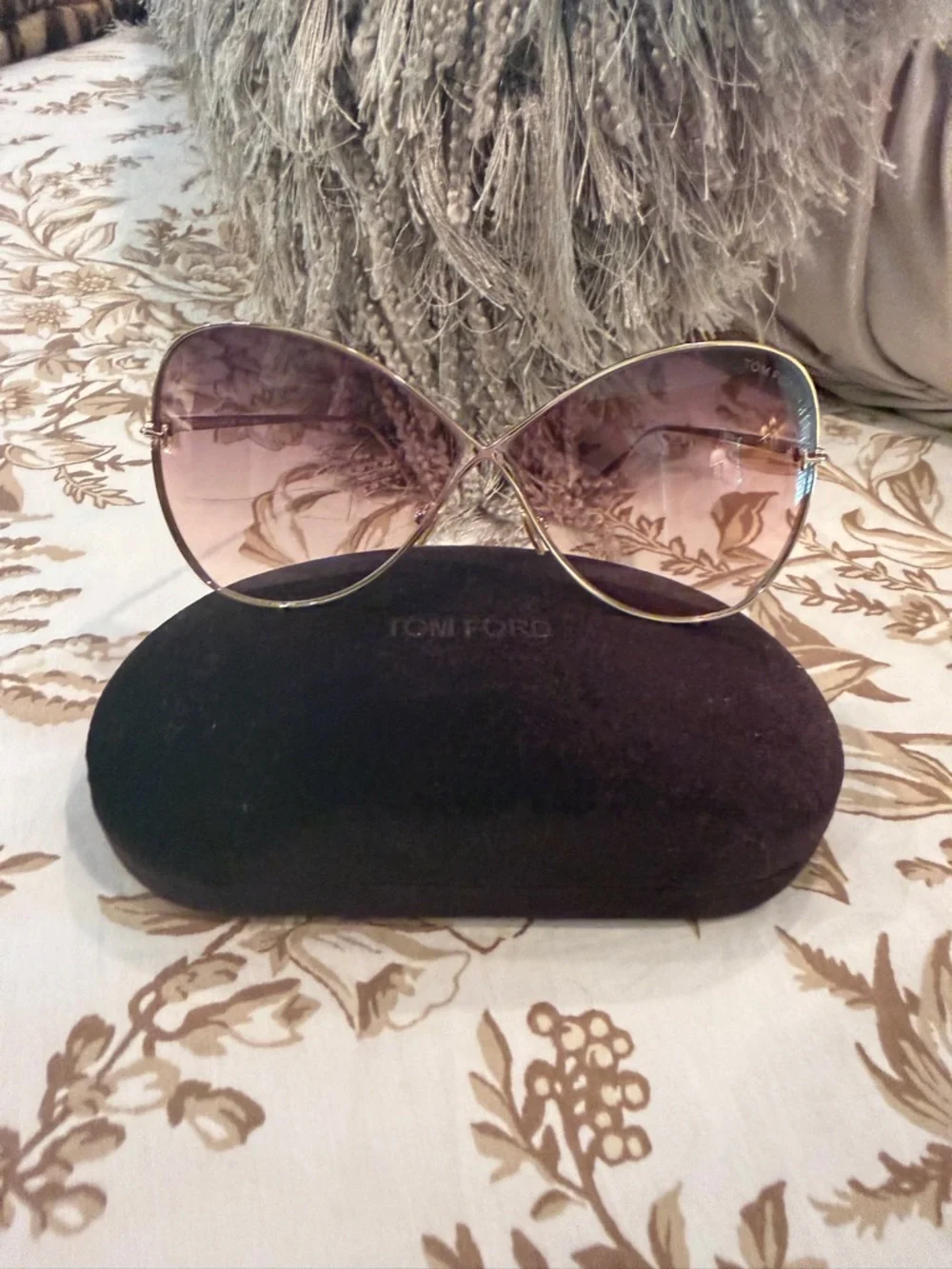Tom Ford Women's Butterfly Sunglasses - Gold Frame with Brown Gradient Lenses